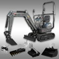 Mini bagr JANSEN MB-700, benzínový 8,5 HP, komplet set s nastavitelným podvozkem