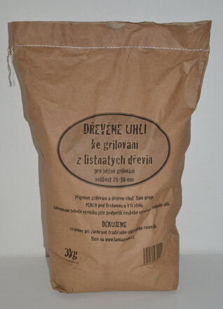 Dřevěné uhlí  (KLASIK)- směs listnatých dřevin 3kg