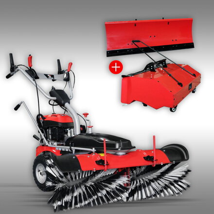 Motorové koště Zametač Jansen MKB-500 E s elektrickým startérem + kontejner + sněhová radlice