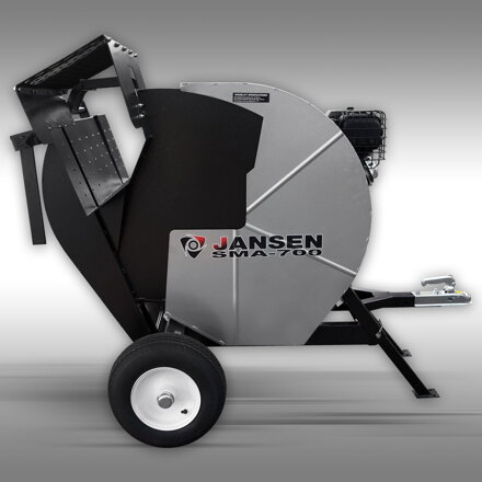 Kolébková pila, pila na palivové dřevo Jansen SMA-700, kotouč 700 mm, aku startér